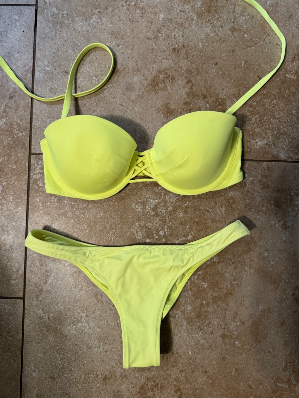 Victorias Secret Neon Women's Bikini Set - Padded Underwire Top & Cheeky Bottom